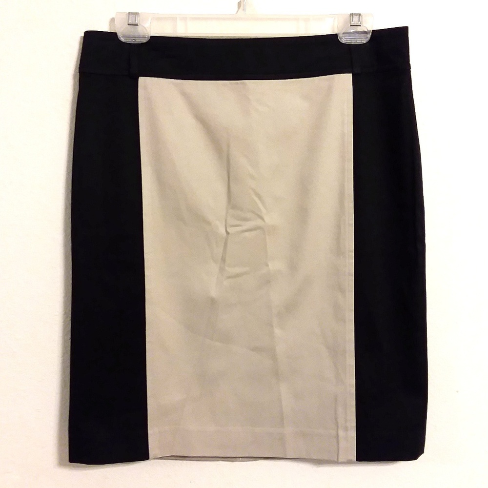 Ann Taylor Tan & Black Midi Pencil Skirt